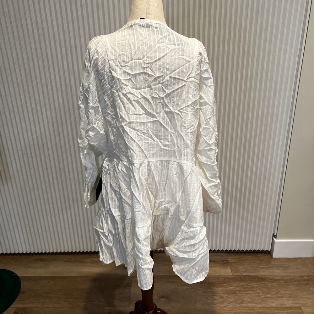 LULUS Women's Coastal Moment White Long Sleeve Tiered Mini Dress - Picture 5 of 13